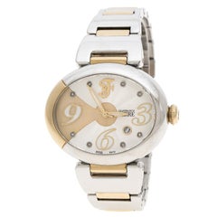 Gianfranco Ferre Silver White Stainless Steel Diamond Collection Oval Watch 44 m