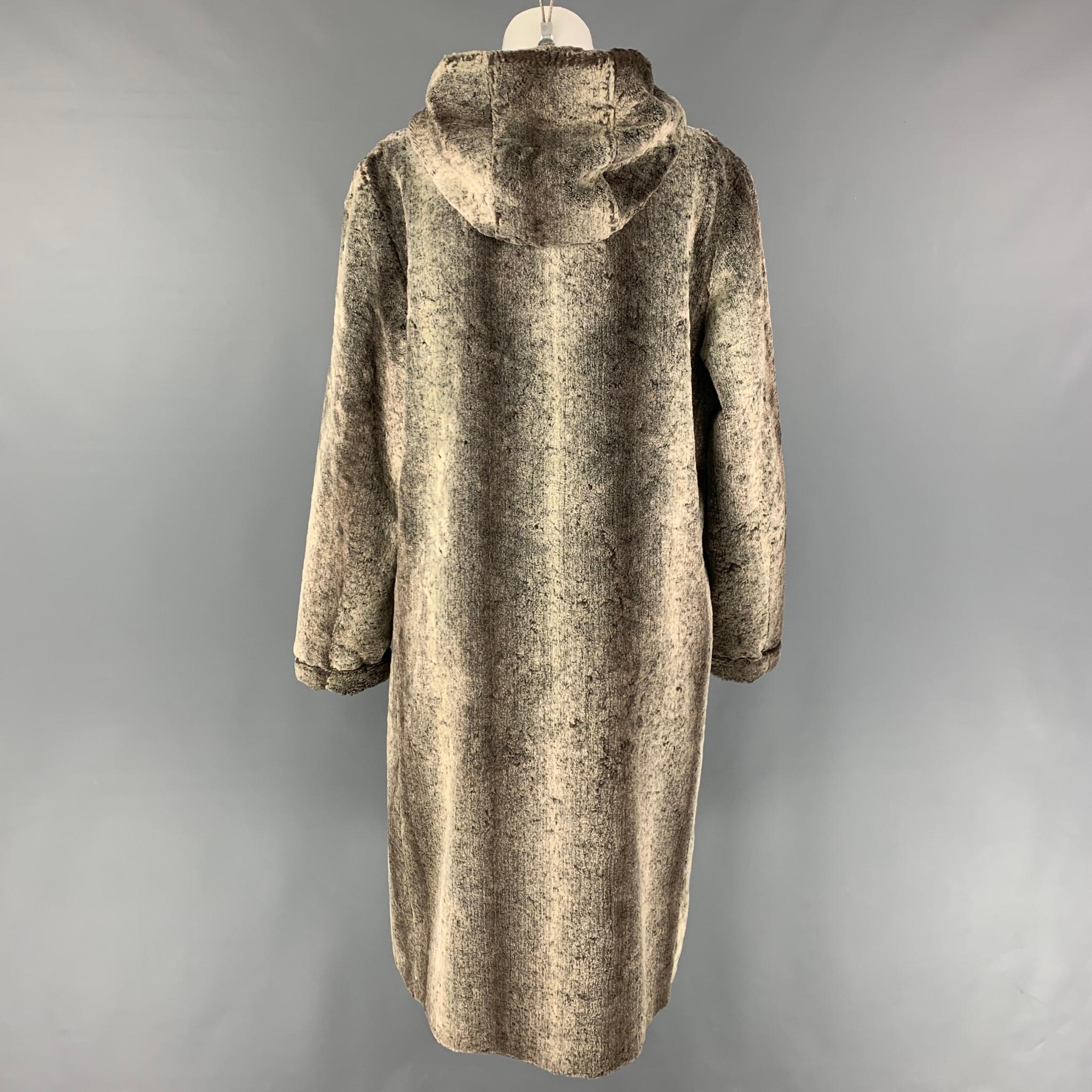 GIANFRANCO FERRE Size 6 Taupe Viscose Hooded Coat In Good Condition In San Francisco, CA