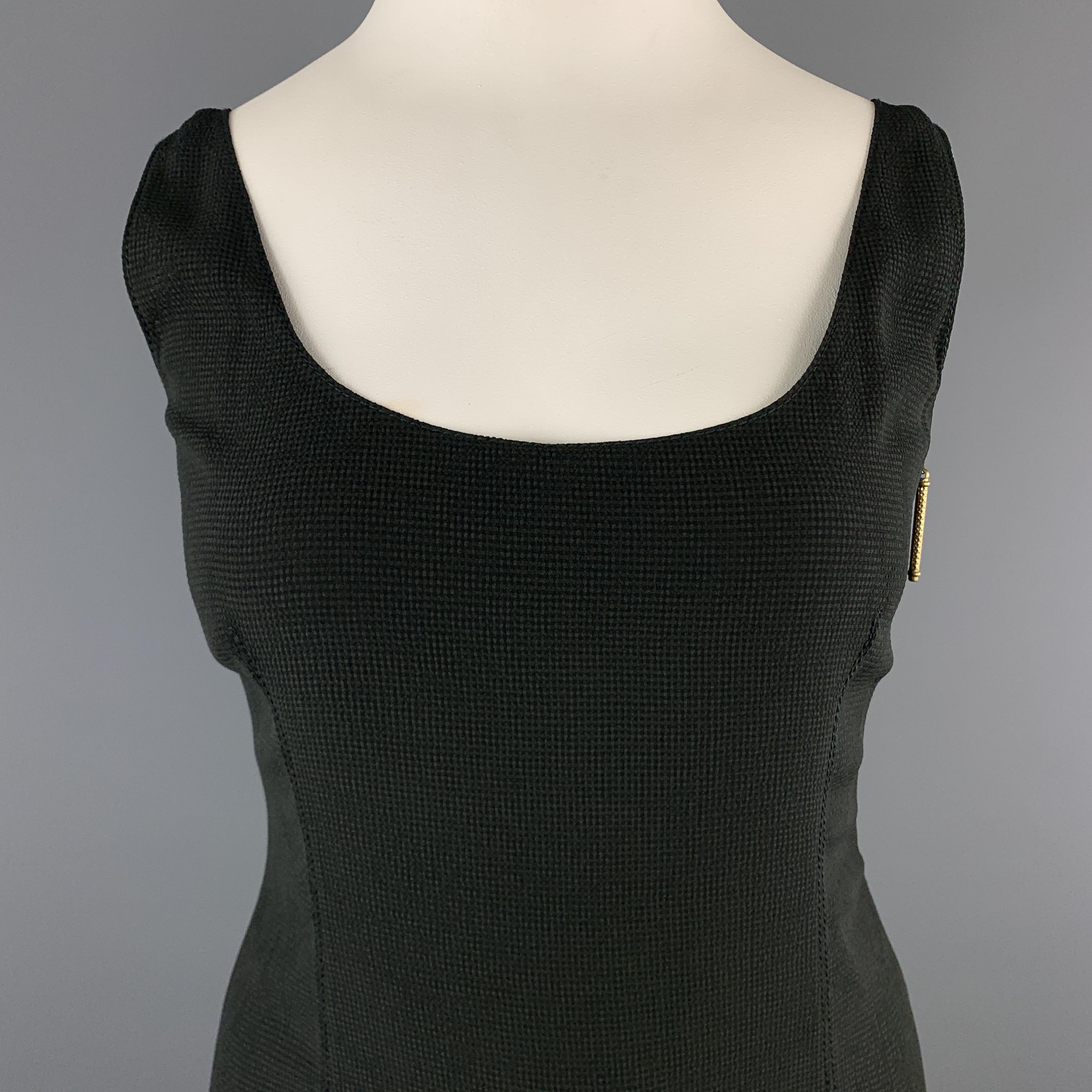 Vintage GIANFRANCO FERRE maxi shift dress comes in black layered crepe with a scoop neck, side zips with gold tone tabs, and metal back strap buckles. Made in Italy.

Very Good Pre-Owned Condition.
Marked: (no size)

Measurements:

Bust: 40