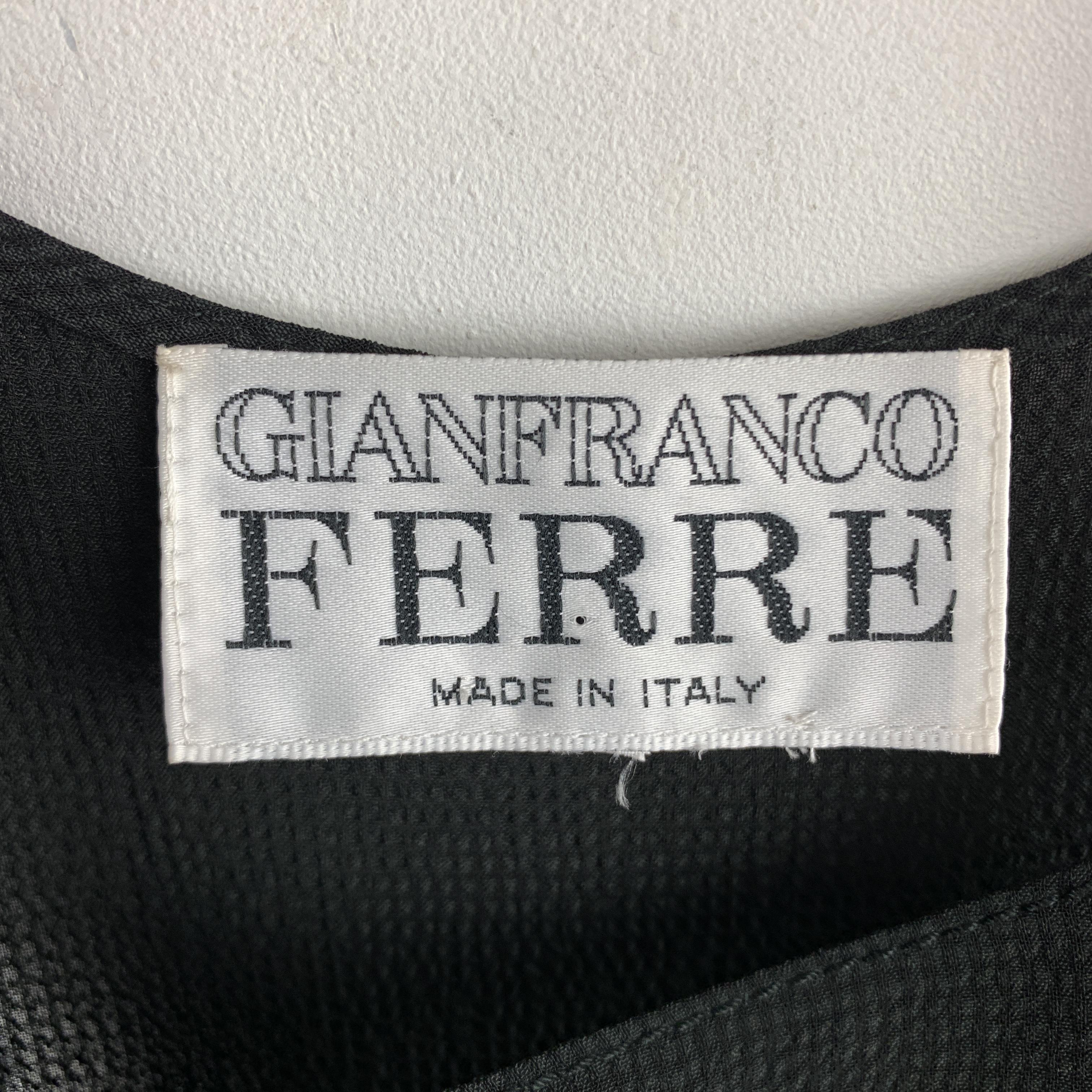 GIANFRANCO FERRE Size 8 Black Crepe Scoop Neck Zip Maxi Dress 4