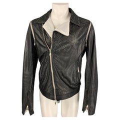 GIANFRANCO FERRE Giacca biker traforata bianca e nera taglia XXXL