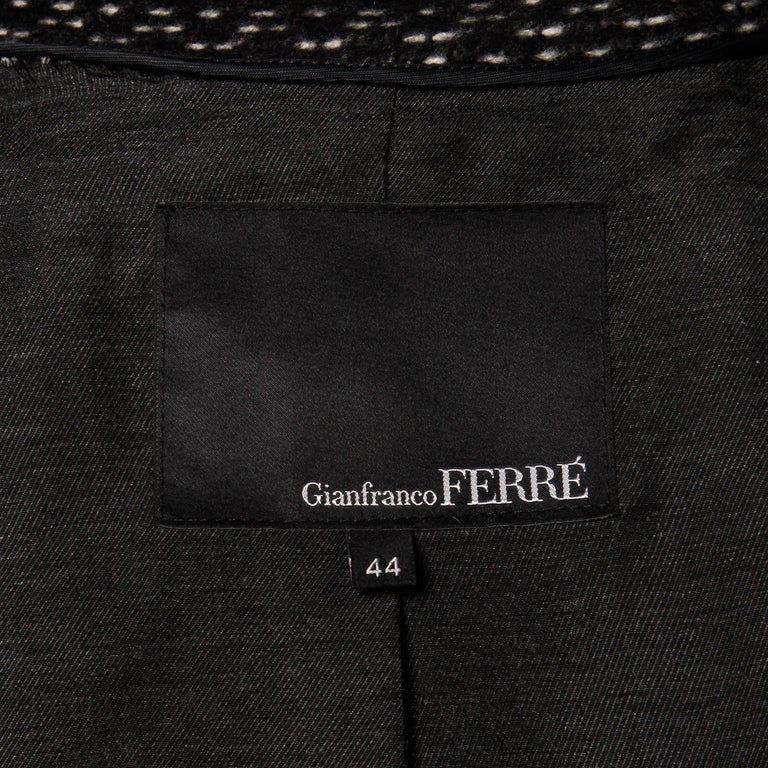 Black Gianfranco Ferre Soft Wool + Alpaca Avant Garde Coat with Cape Detail For Sale