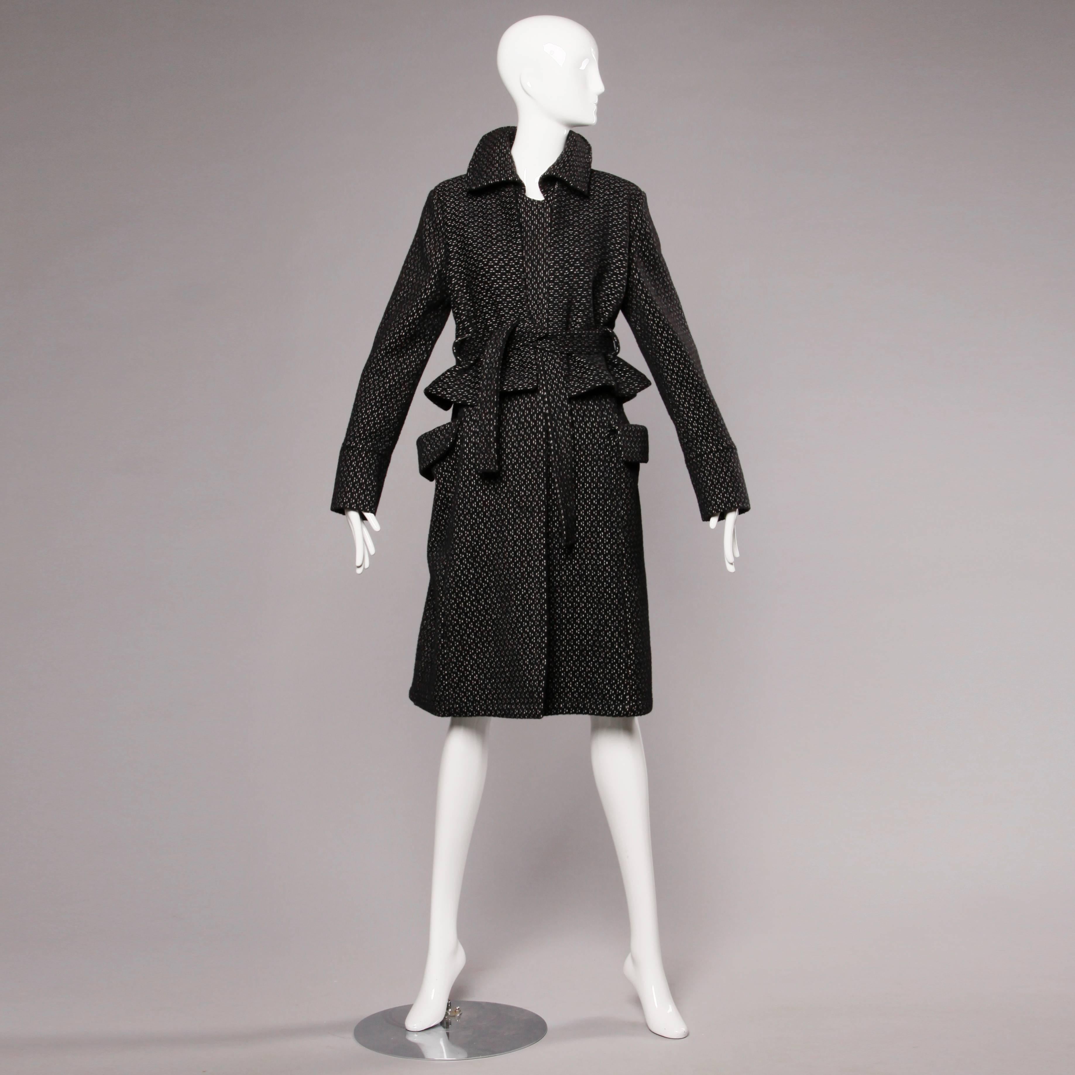 Black Gianfranco Ferre Soft Wool + Alpaca Avant Garde Coat with Cape Detail For Sale
