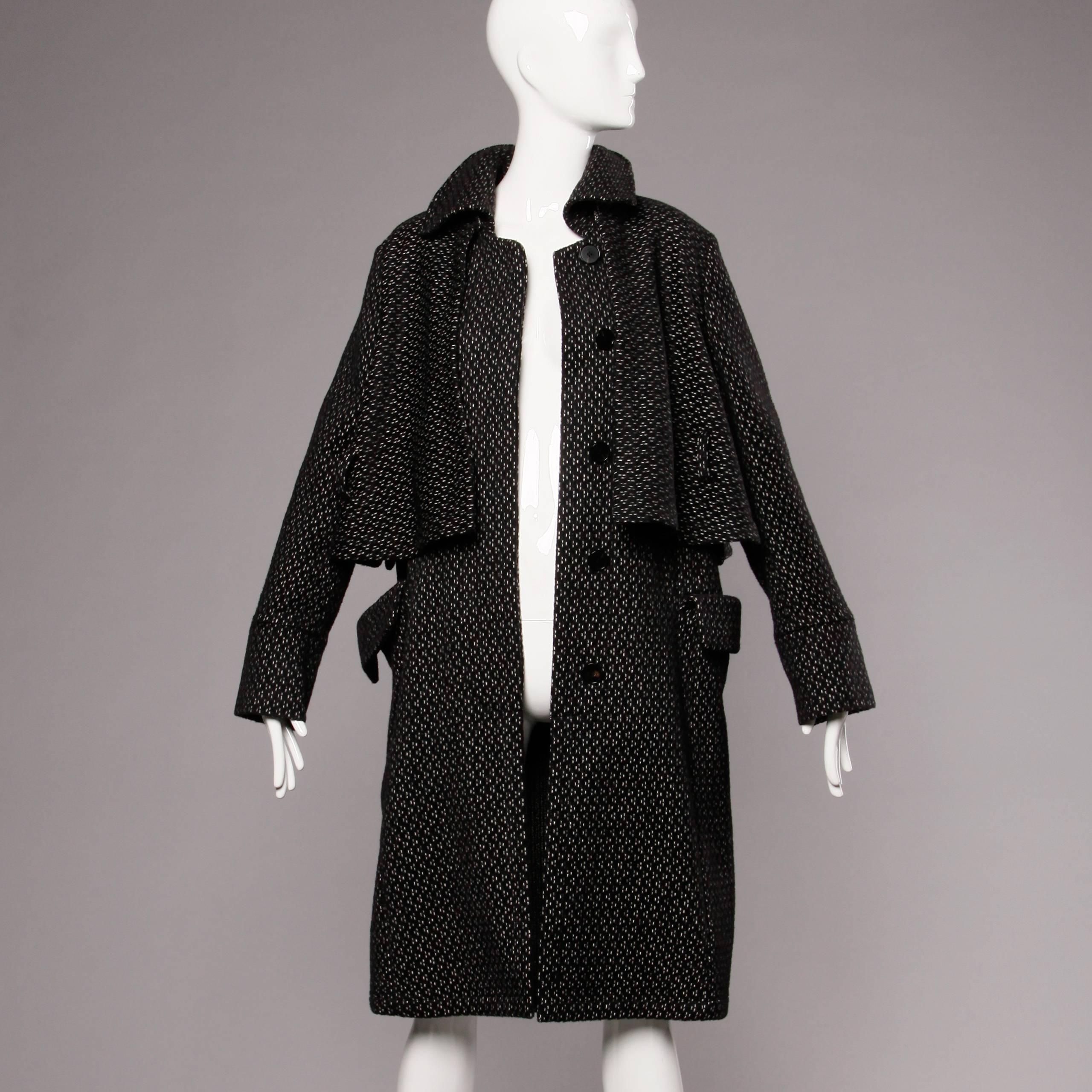 Gianfranco Ferre Soft Wool + Alpaca Avant Garde Coat with Cape Detail In Excellent Condition For Sale In Sparks, NV