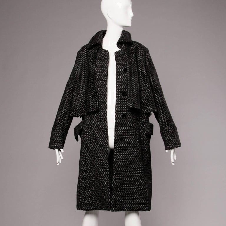 Women's Gianfranco Ferre Soft Wool + Alpaca Avant Garde Coat with Cape Detail For Sale