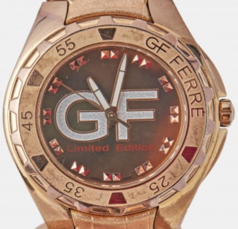Gianfranco Ferre Steel Leather 9040M Limited Edition Unisex Wristwatch 44 mm in vendita 2