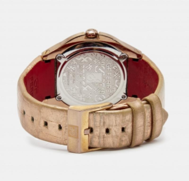 Gianfranco Ferre Steel Leather 9040M Limited Edition Unisex Wristwatch 44 mm in vendita 3
