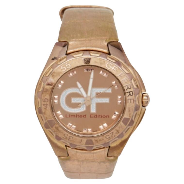 Gianfranco Ferre Steel Leather 9040M Limited Edition Unisex Wristwatch 44 mm in vendita
