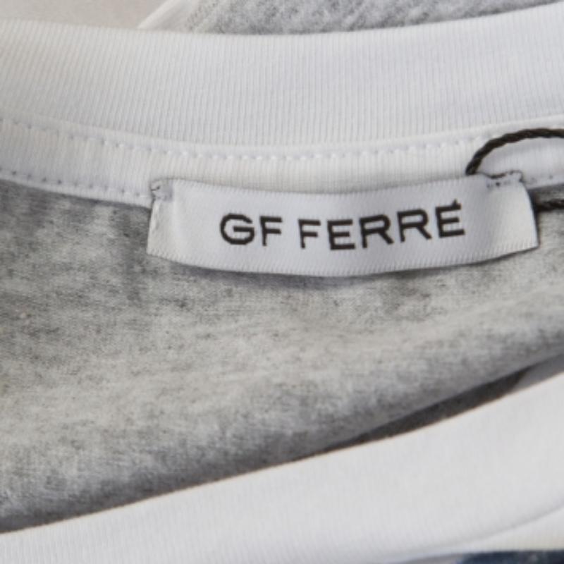 Gianfranco Ferre Striped Cotton Printed Crew Neck T Shirt M Excellent état - En vente à Dubai, Al Qouz 2