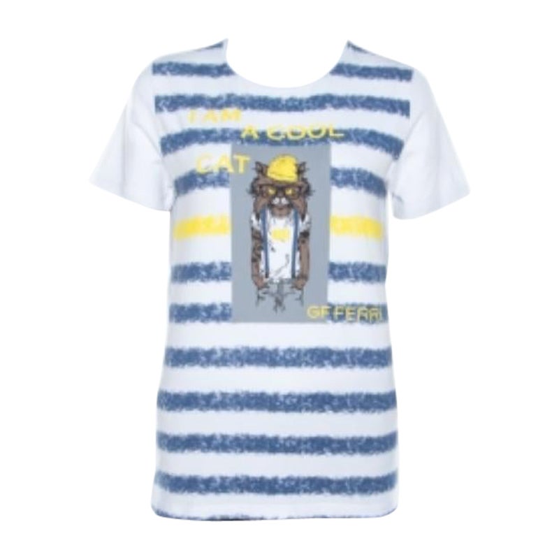 Gianfranco Ferre T Shirt girocollo in cotone stampato a righe M. M. T. I.
