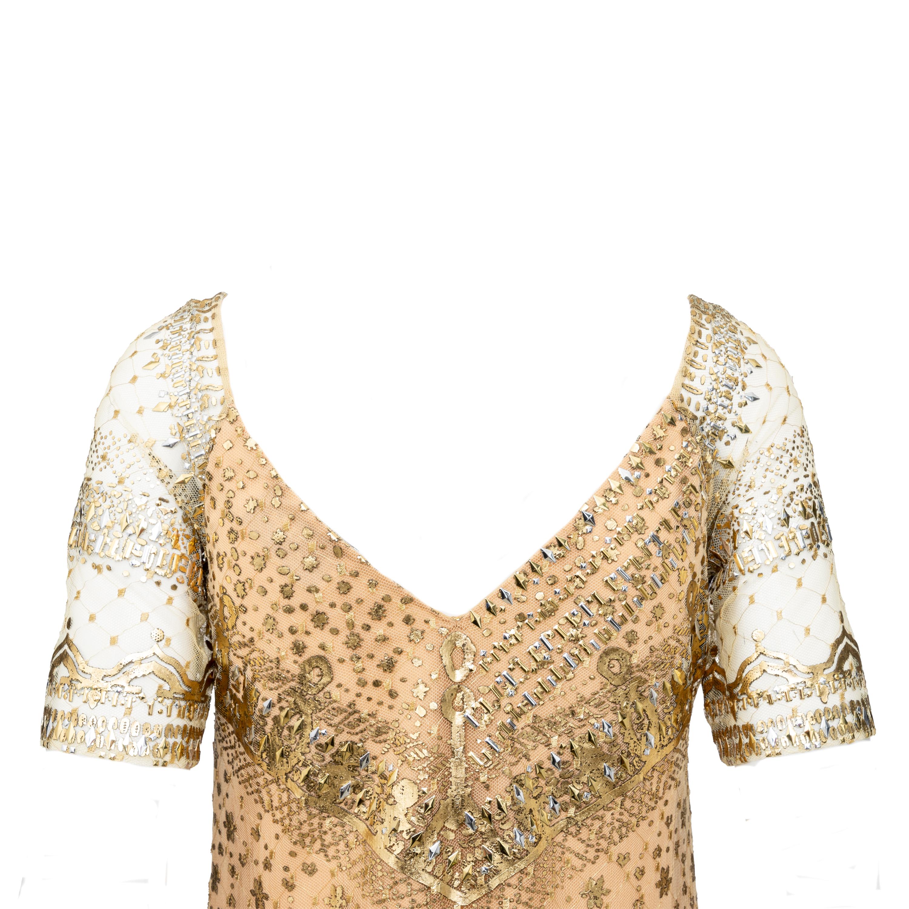Beige Gianfranco Ferré Studded Long Dress - '80s