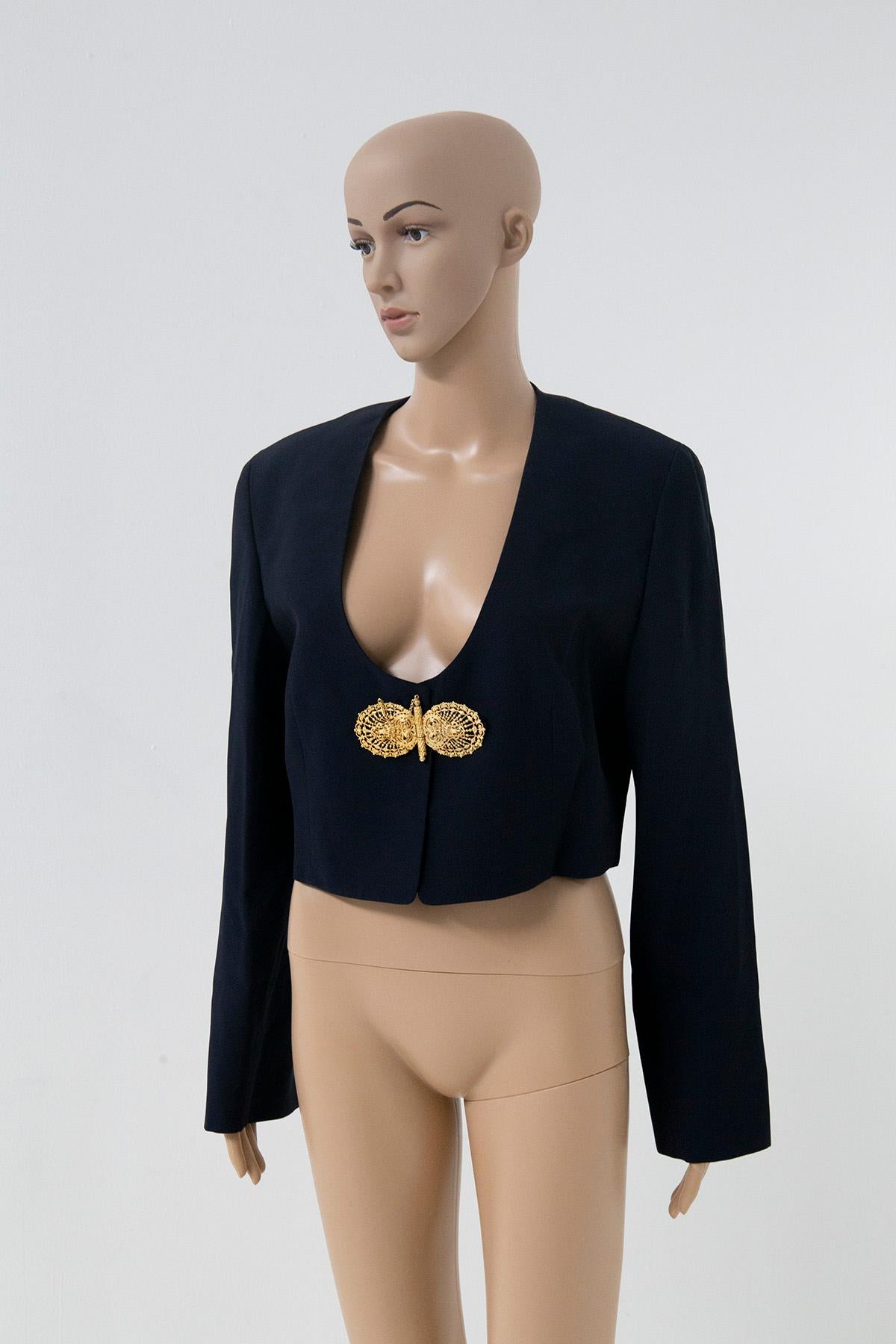 Black Gianfranco ferrè Studio 001 Cropped Jackets with jewel