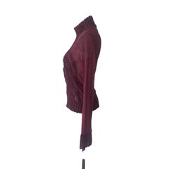 Gianfranco Ferré Studio Jersey de cuello alto de punto calado burdeos
