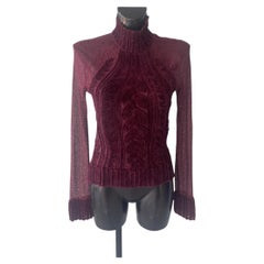 Gianfranco Ferré Studio Jersey de cuello alto de punto calado burdeos