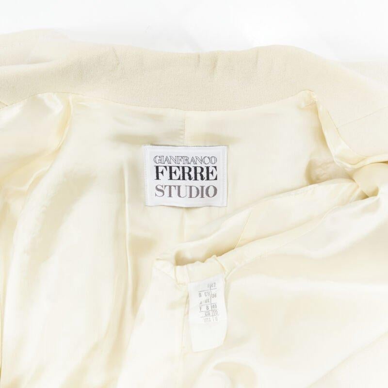 GIANFRANCO FERRE STUDIO ivory wool crepe double breasted coat jacket IT42 M 5