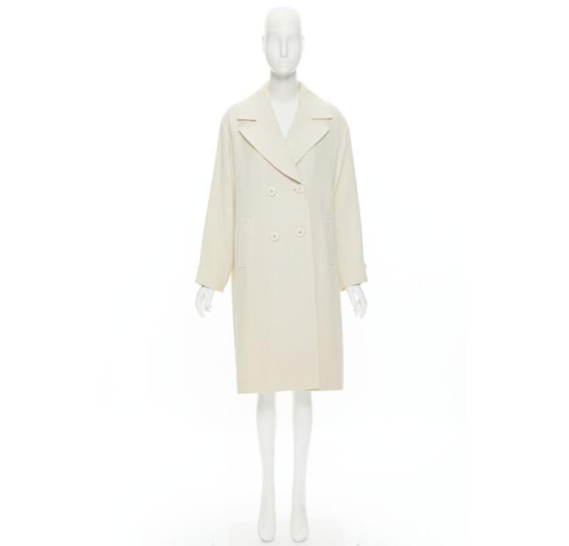 GIANFRANCO FERRE STUDIO ivory wool crepe double breasted coat jacket IT42 M 6
