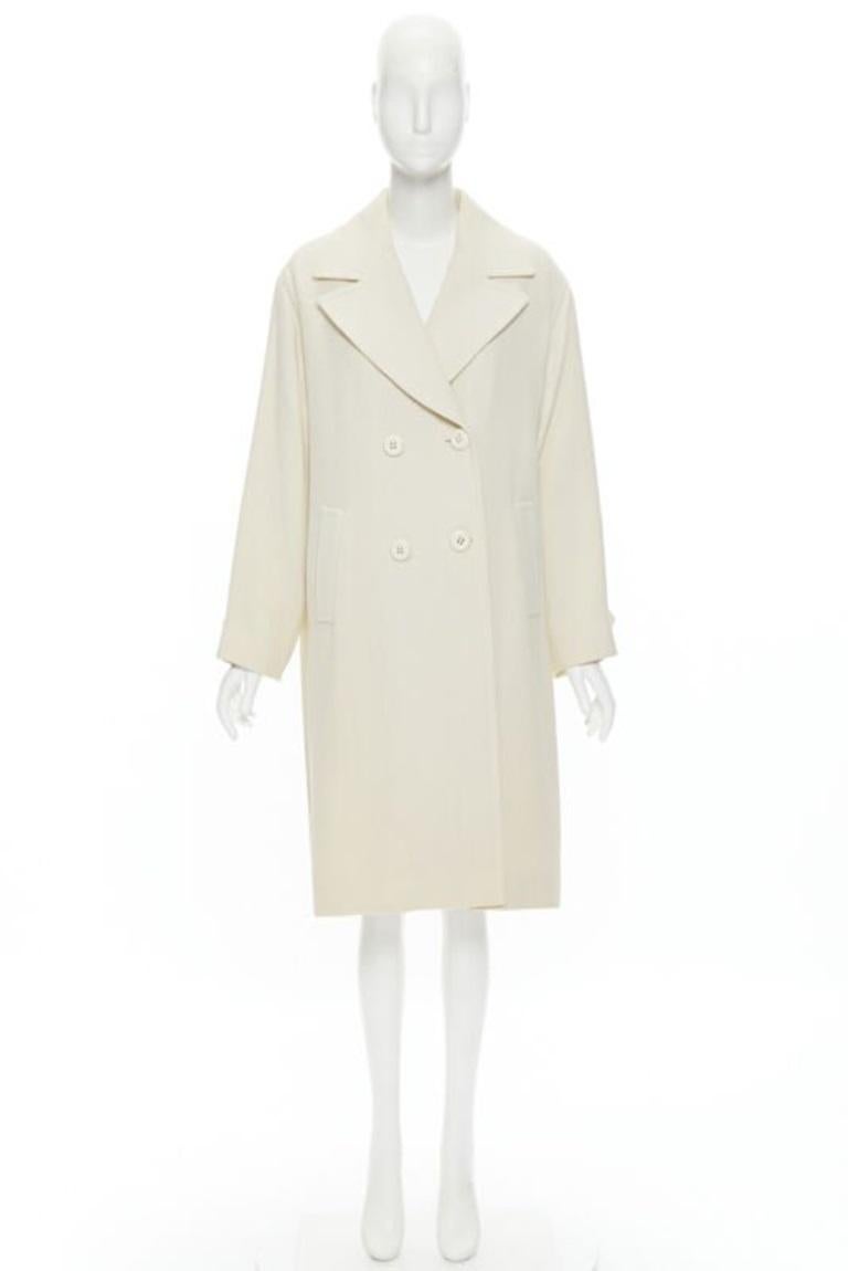 GIANFRANCO FERRE STUDIO ivory wool crepe double breasted coat jacket IT42 M For Sale 6