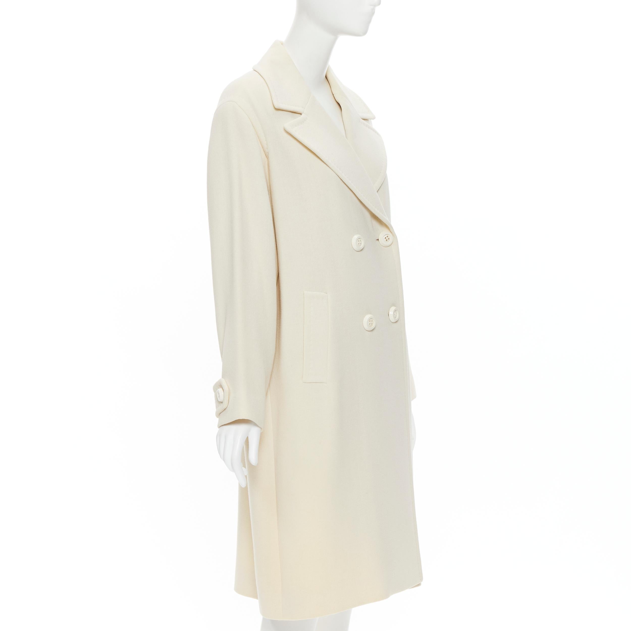 Beige GIANFRANCO FERRE STUDIO ivory wool crepe double breasted coat jacket IT42 M