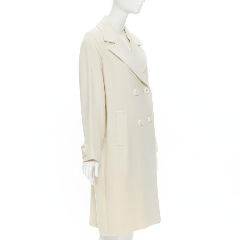 GIANFRANCO FERRE STUDIO ivory wool crepe double breasted coat jacket IT42 M In Good Condition For Sale In Hong Kong, NT