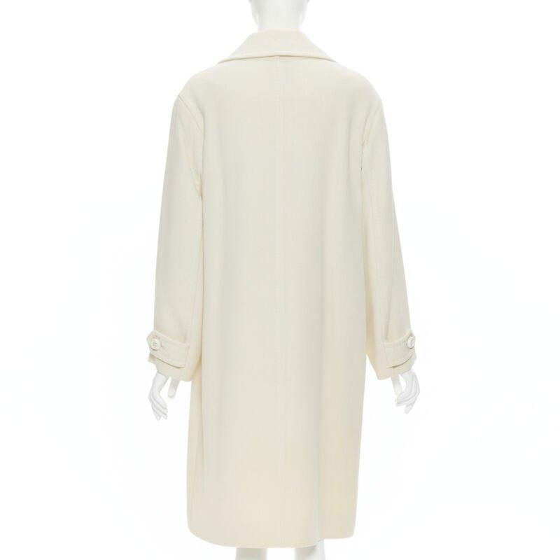 GIANFRANCO FERRE STUDIO ivory wool crepe double breasted coat jacket IT42 M For Sale 1
