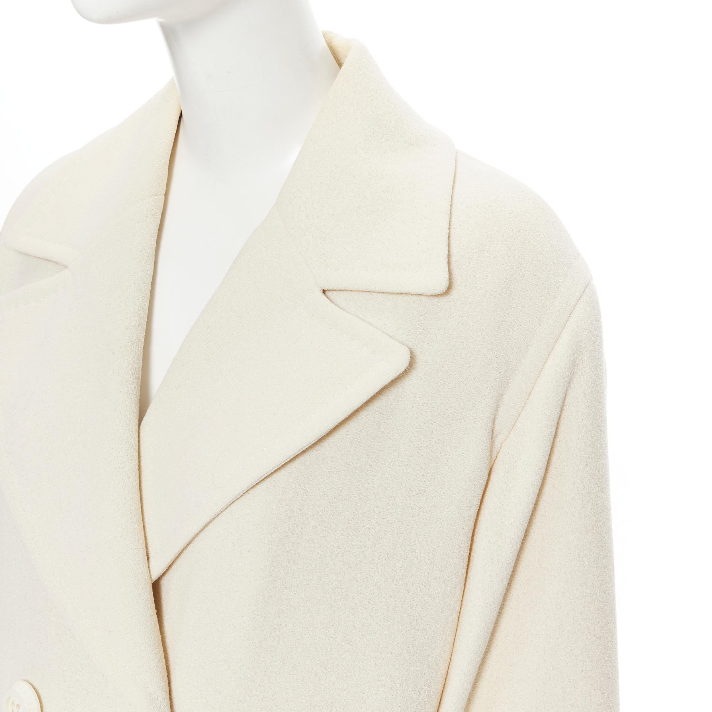 GIANFRANCO FERRE STUDIO ivory wool crepe double breasted coat jacket IT42 M 2