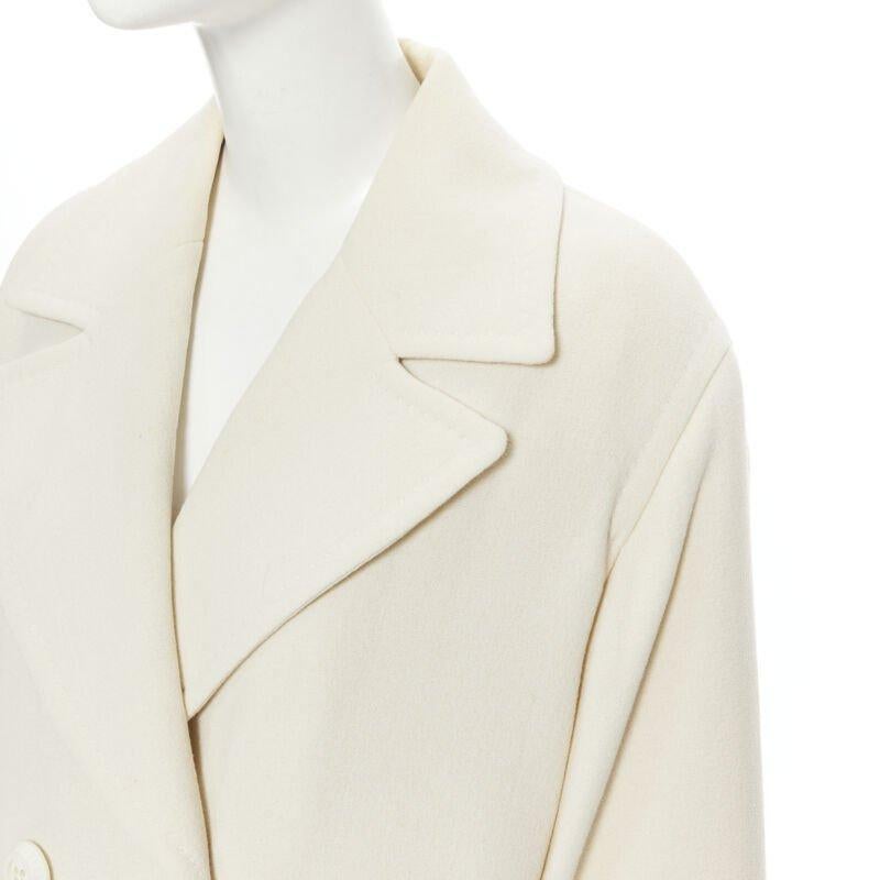 GIANFRANCO FERRE STUDIO ivory wool crepe double breasted coat jacket IT42 M For Sale 3