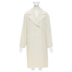 GIANFRANCO FERRE STUDIO ivory wool crepe double breasted coat jacket IT42 M