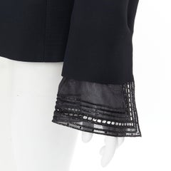 GIANFRANCO FERRE STUDIO sequins sheer layered cuff blazer skirt set IT42 M