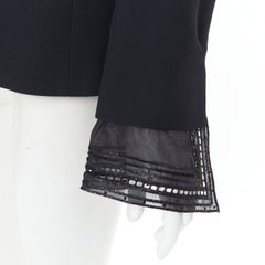 GIANFRANCO FERRE STUDIO sequins sheer layered cuff blazer skirt set IT42 M