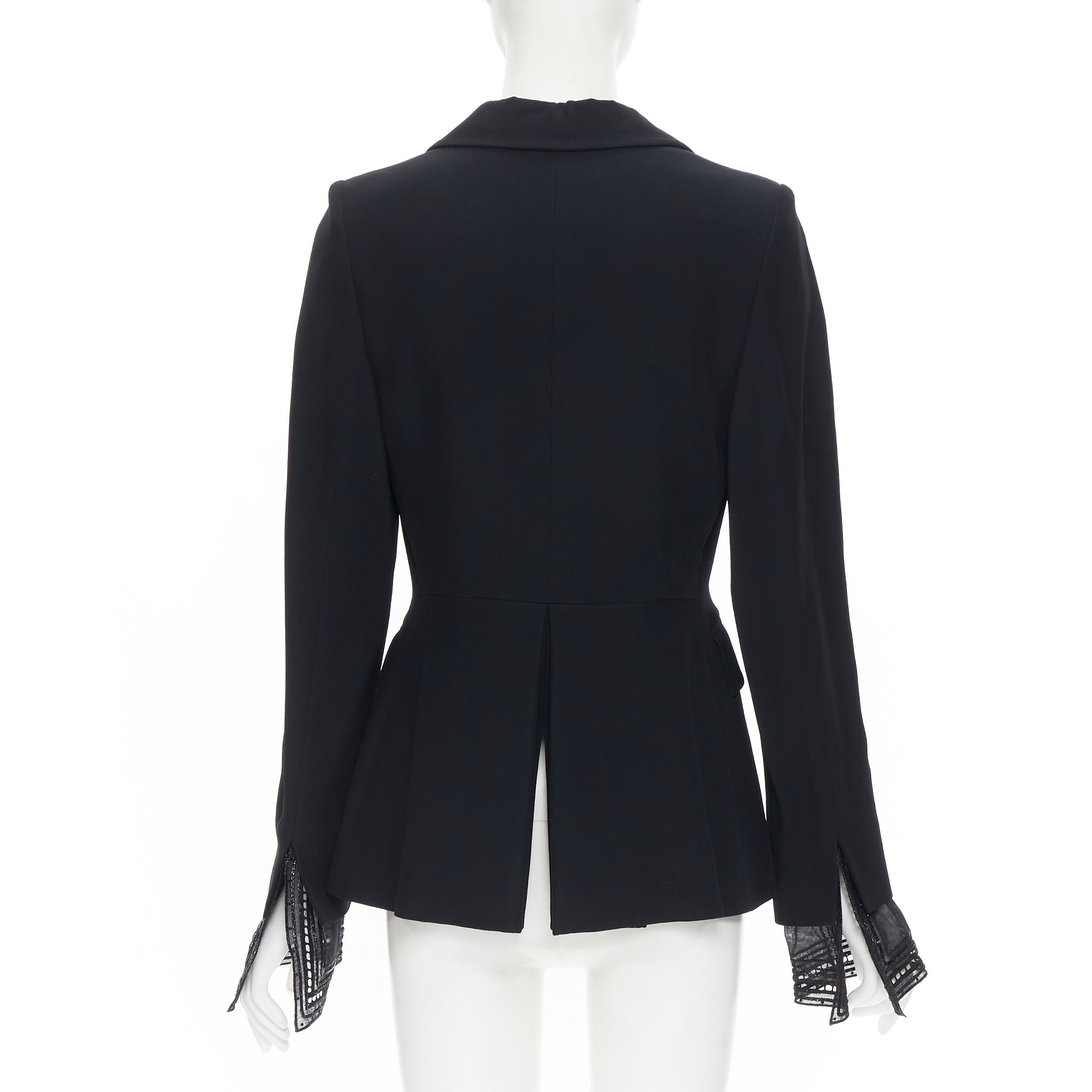Women's GIANFRANCO FERRE STUDIO sequins sheer layered cuff blazer skirt set IT42 M For Sale