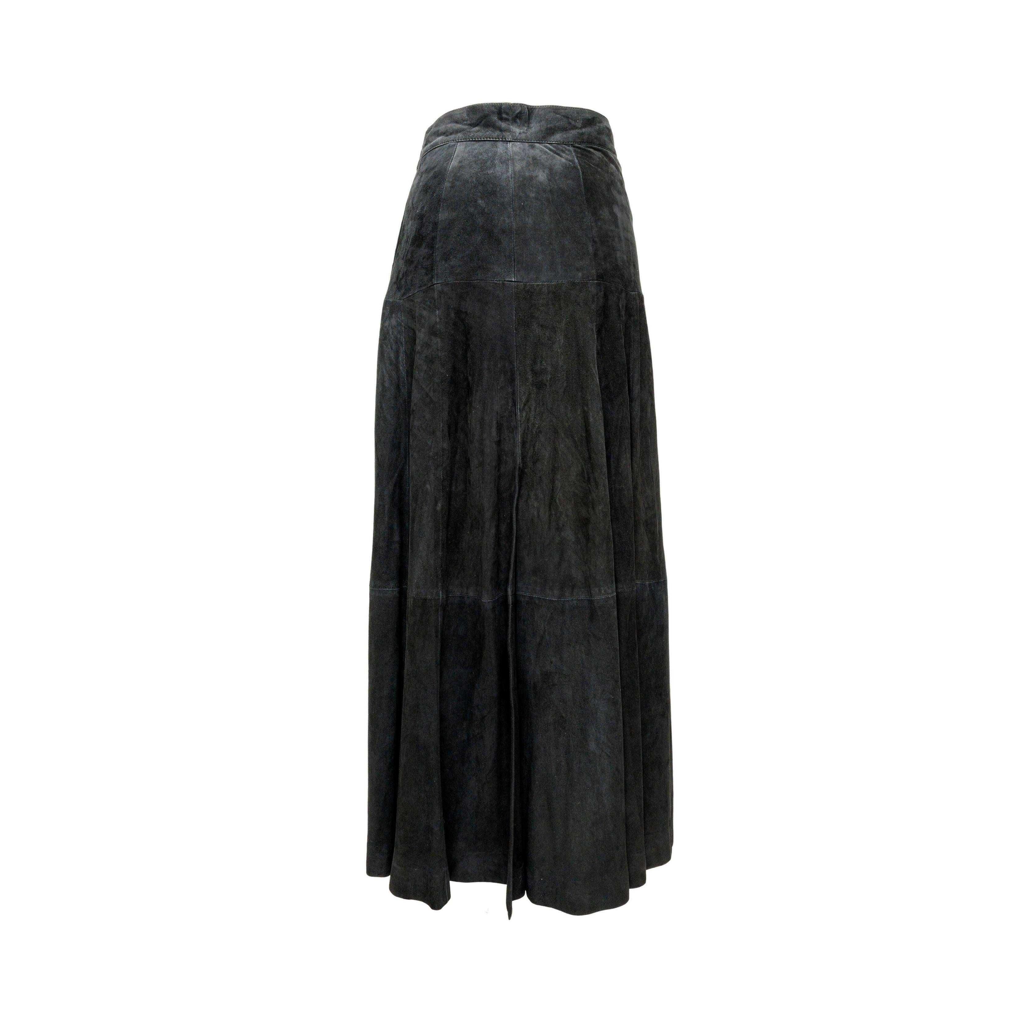 Black Gianfranco Ferré Suede Skirt - '80s