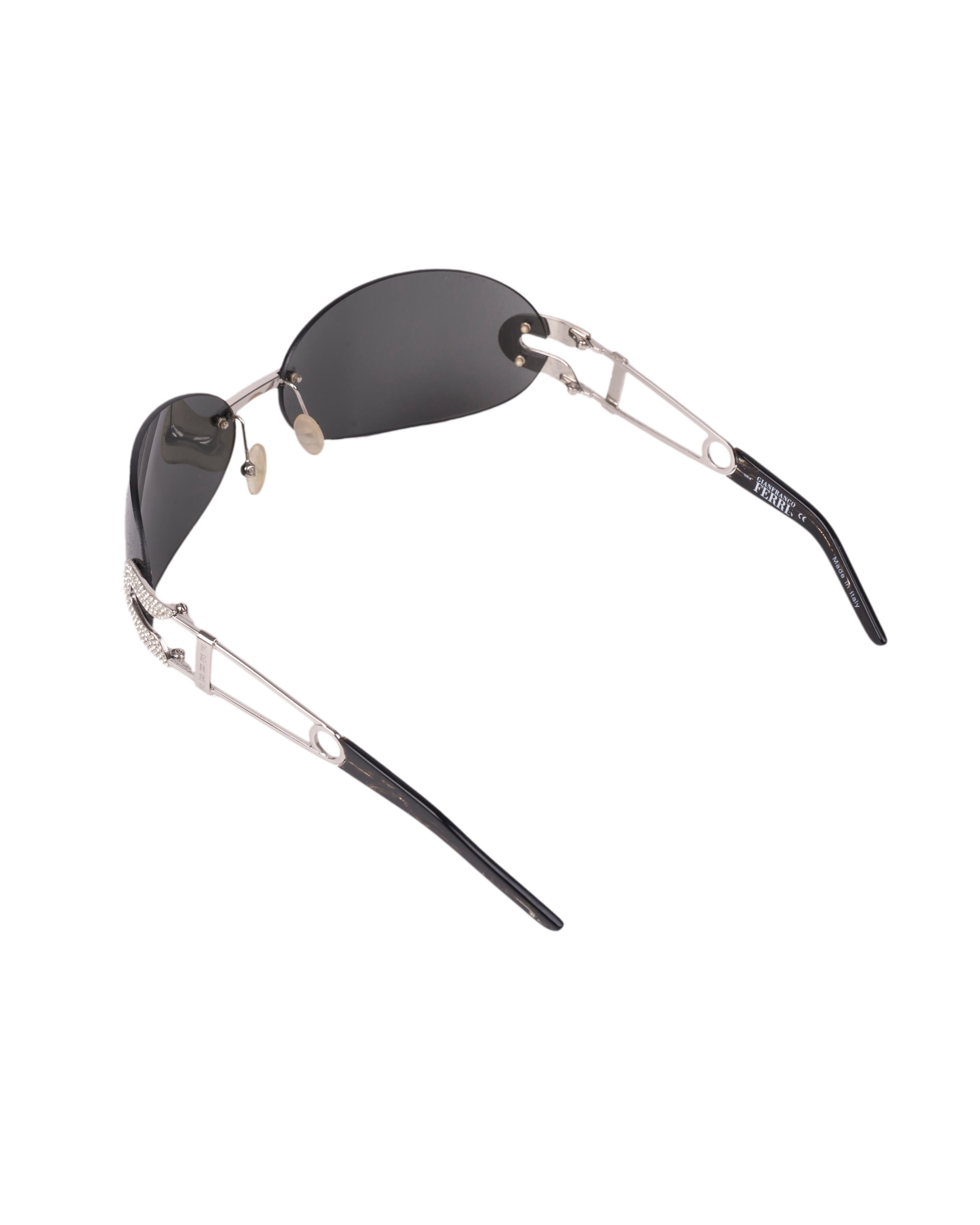 Black Gianfranco Ferrè Swarovski safety pin black sunglasses For Sale