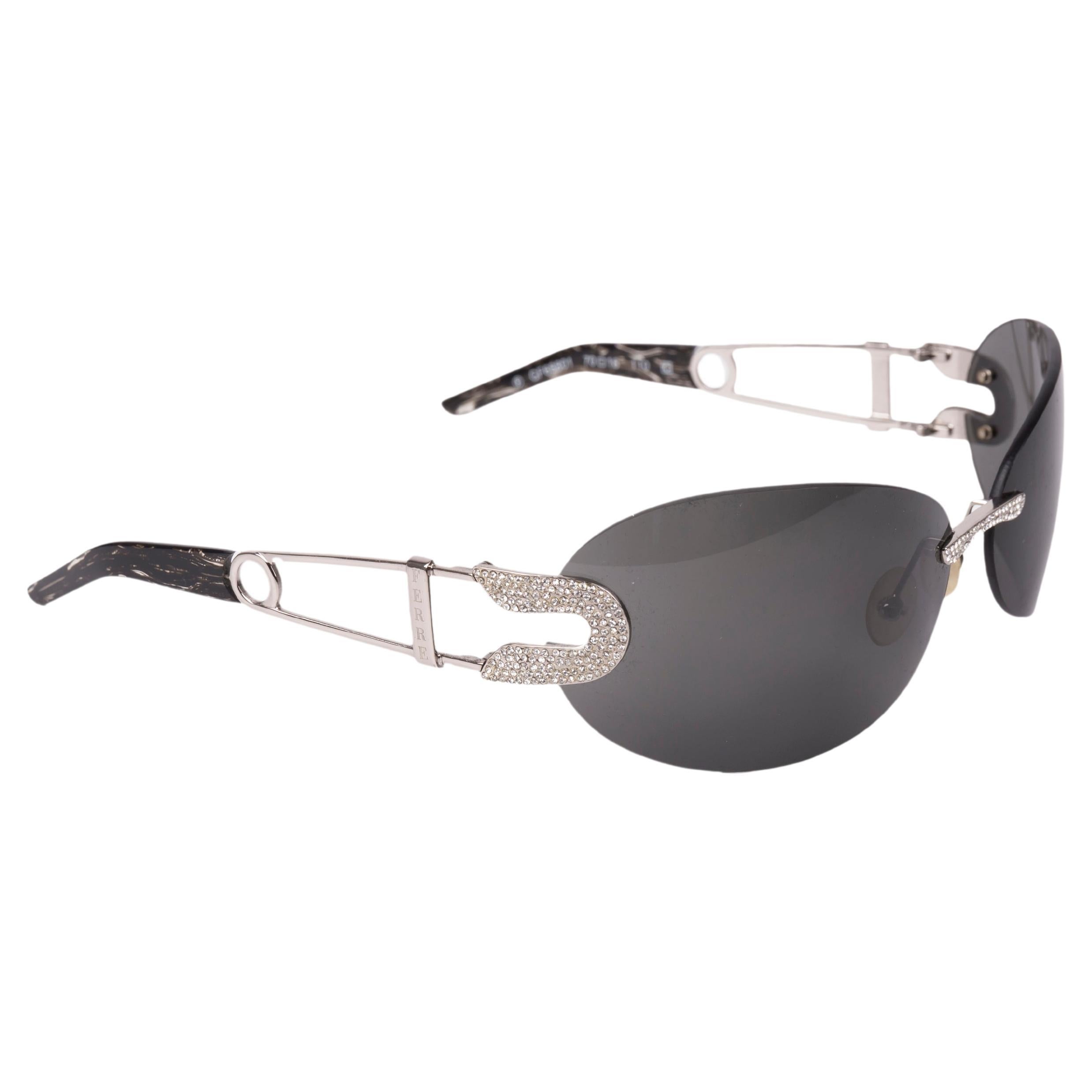 Gianfranco Ferrè Swarovski safety pin black sunglasses For Sale