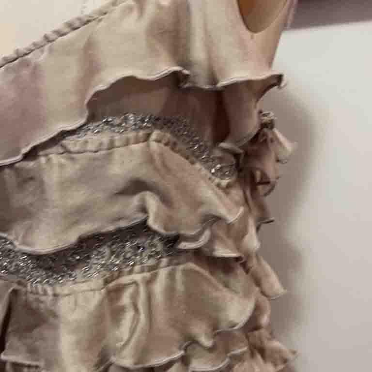 Gianfranco Ferre Tan Silk Ruffle Blouse Camisole For Sale 1