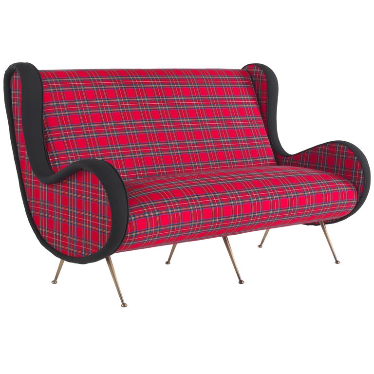 Gianfranco Ferre Tartan TwoSeat Sofa in Red Blend For Sale at 1stDibs
