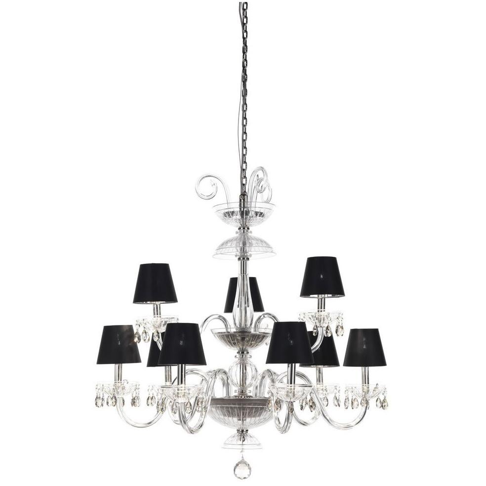 Gianfranco Ferré Teti Chandelier in Steel and Glass with Black Shades For Sale