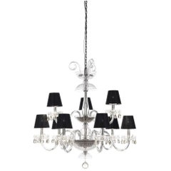 Gianfranco Ferré Teti Chandelier in Steel and Glass with Black Shades