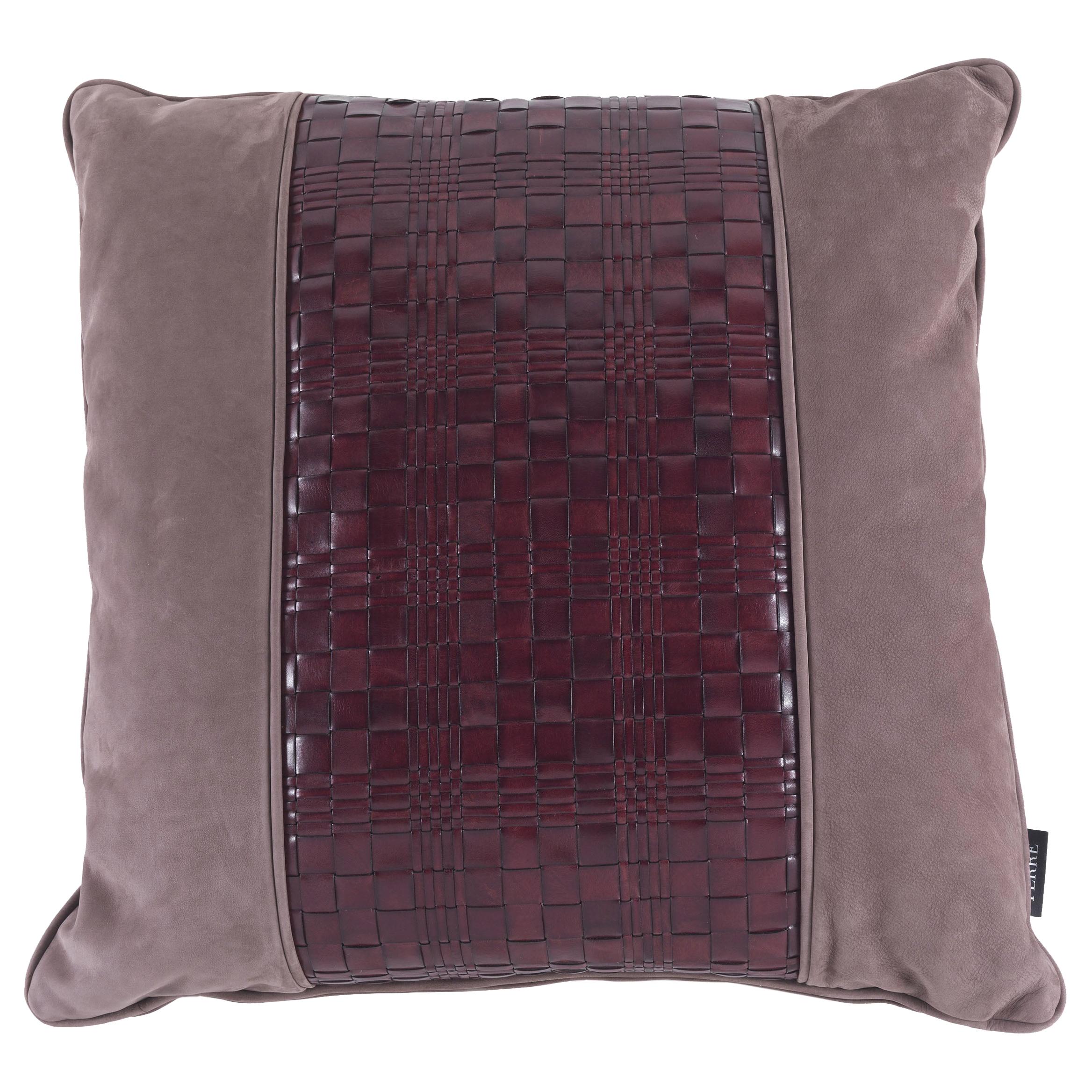 21st Century Tribeca_3 Decorative Cushion in Leather by Gianfranco Ferré Home