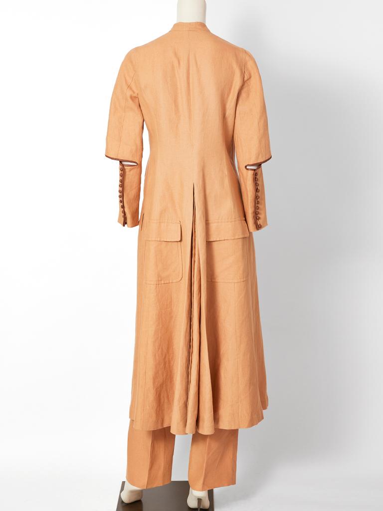 Gianfranco Ferre Victorian Inspired Linen Duster and Pant Ensemble 2