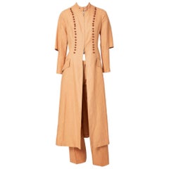 Vintage Gianfranco Ferre Victorian Inspired Linen Duster and Pant Ensemble