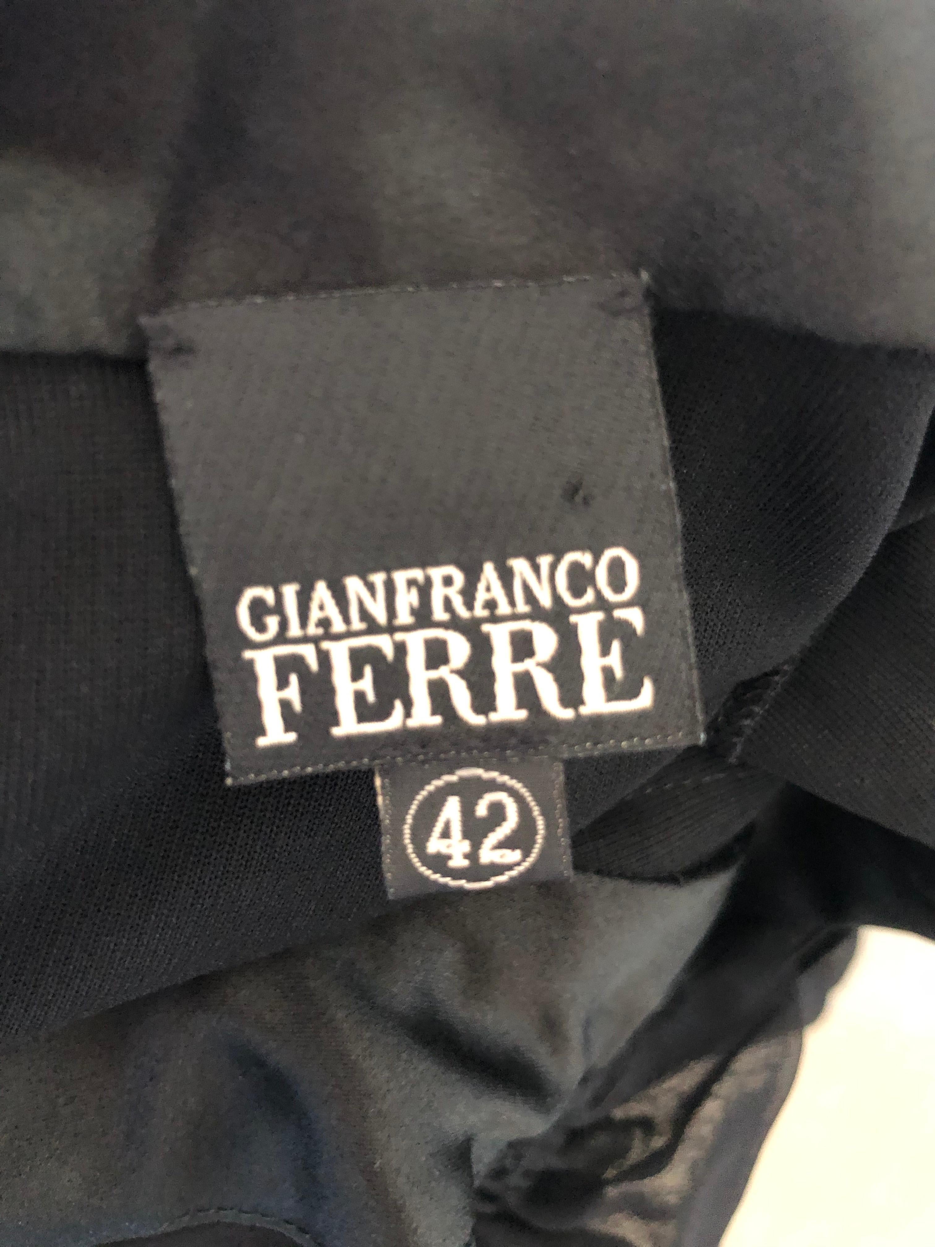 Gianfranco Ferre Vintage 80's Little Black Dress with Sheer Bishop Sleeves 6