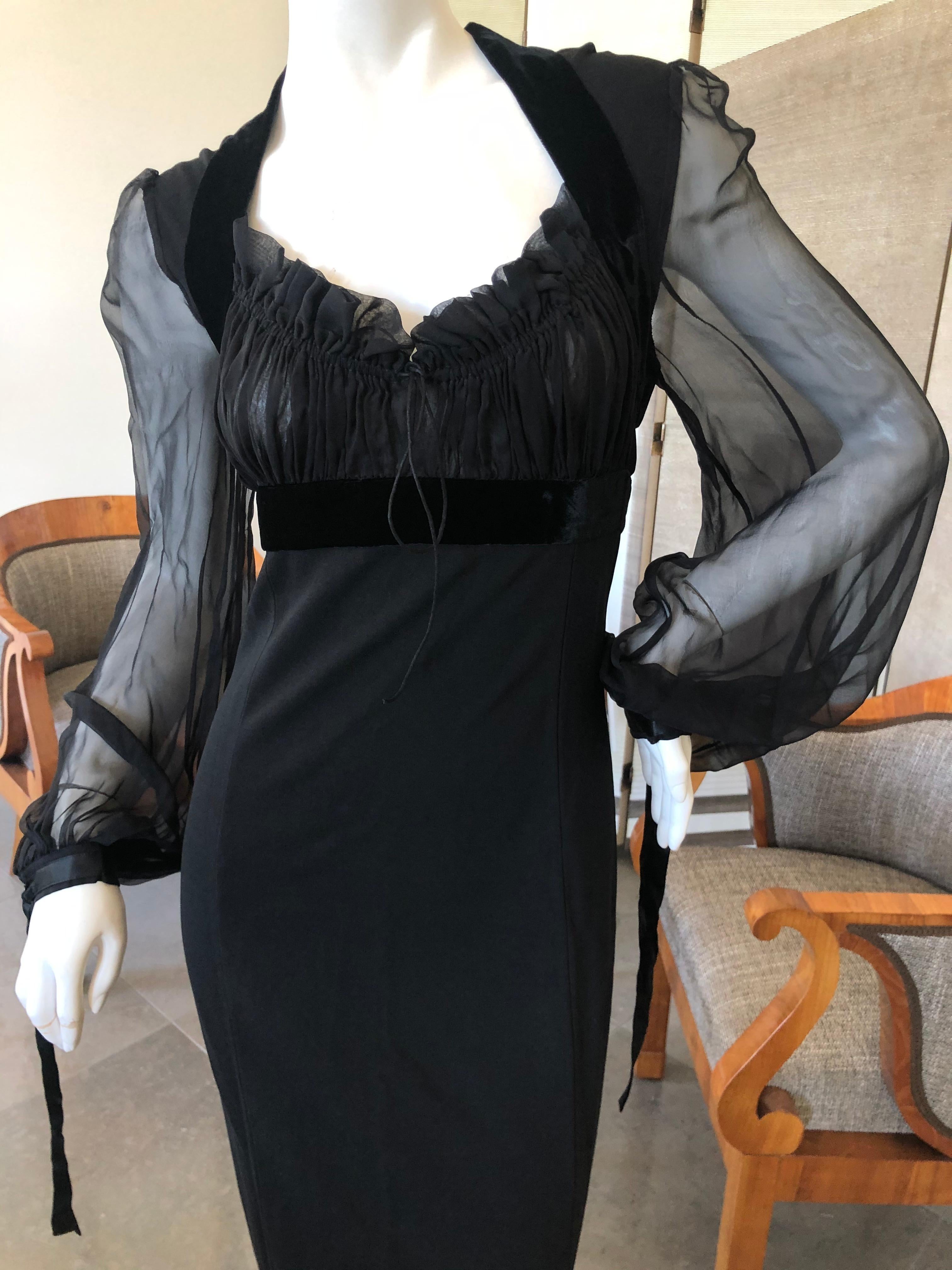 Women's Gianfranco Ferre Vintage 80's Little Black Dress with Sheer Bishop Sleeves