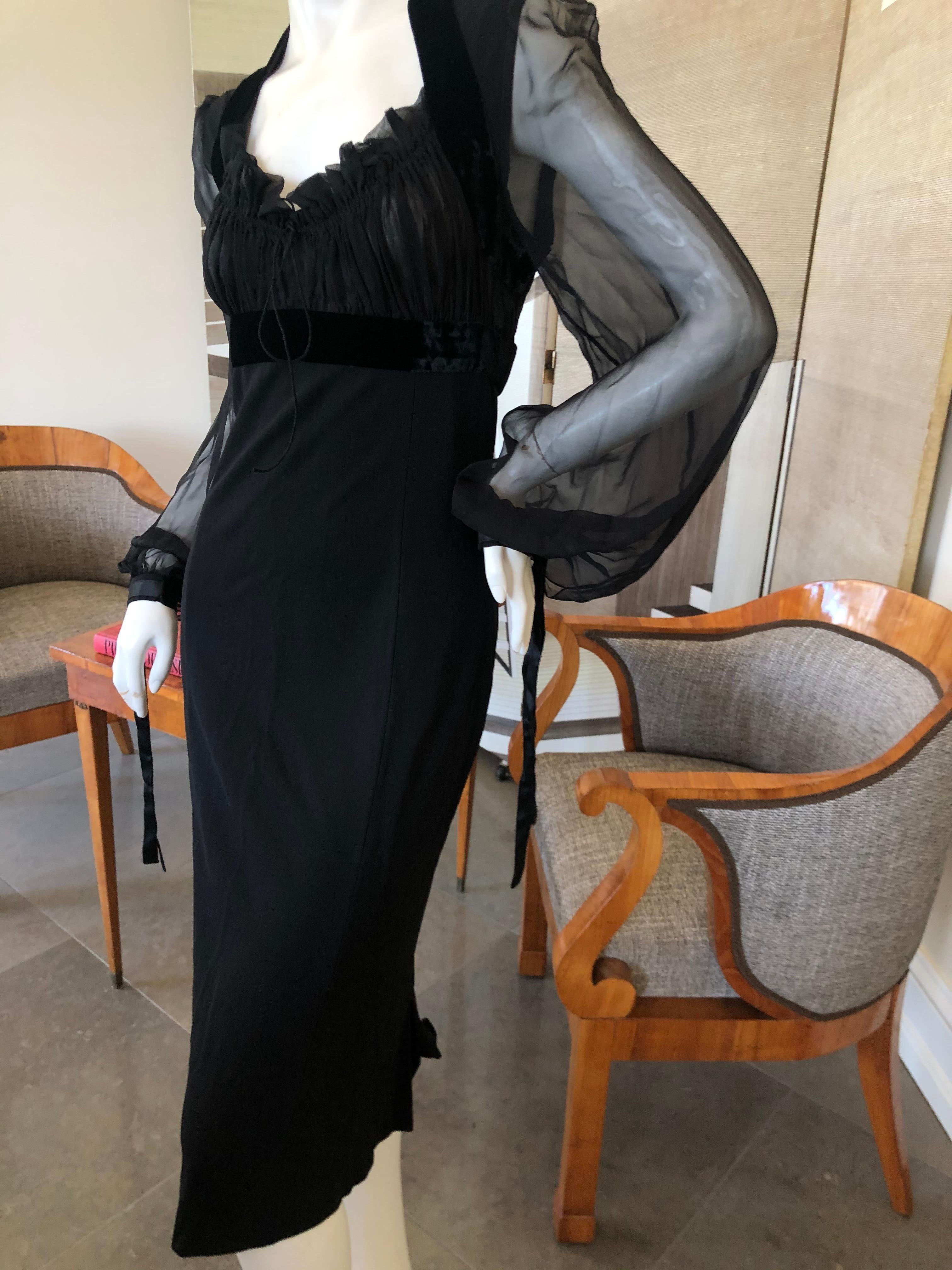 Gianfranco Ferre Vintage 80's Little Black Dress with Sheer Bishop Sleeves 2