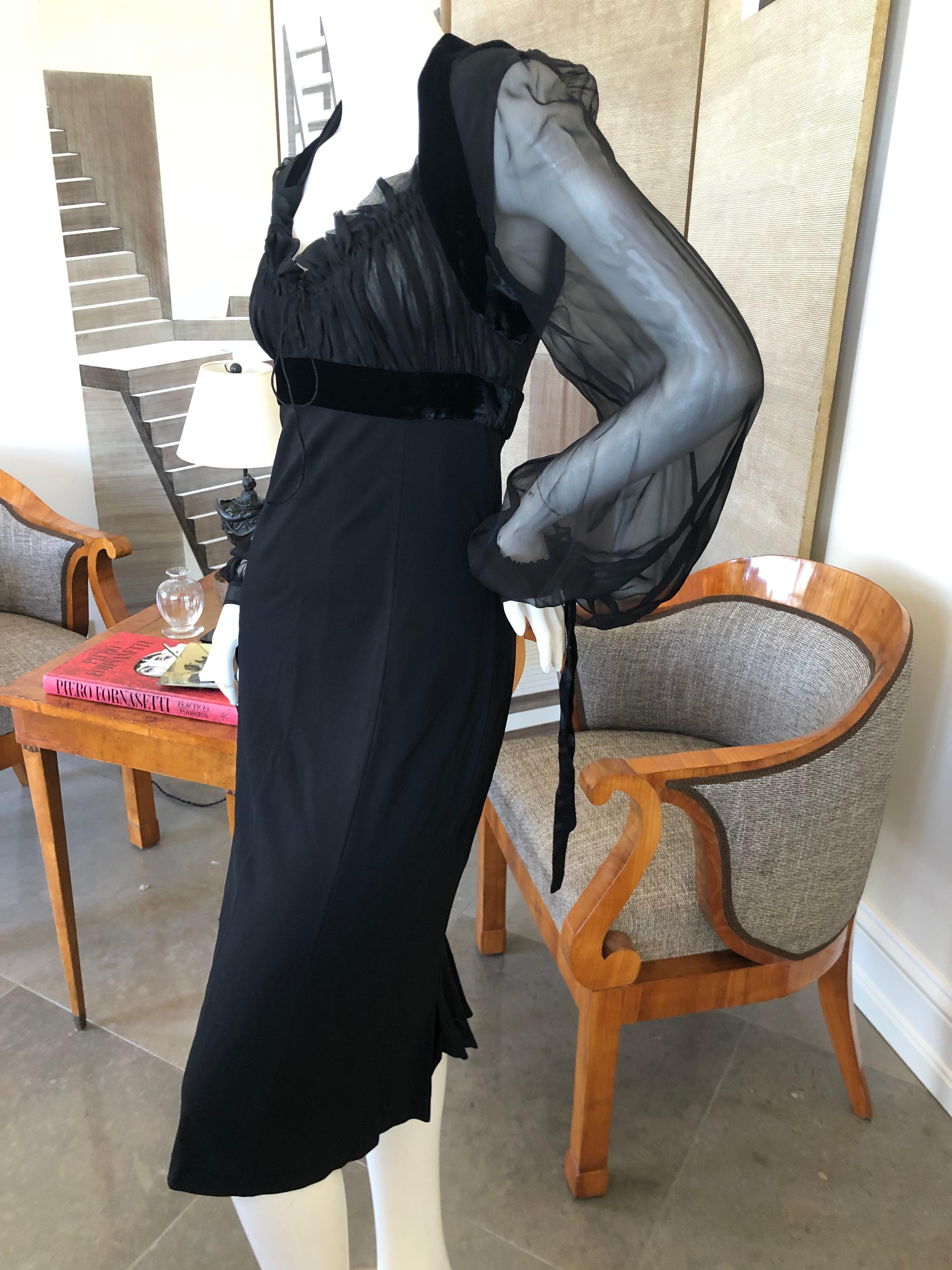 Gianfranco Ferre Vintage 80's Little Black Dress with Sheer Bishop Sleeves 4