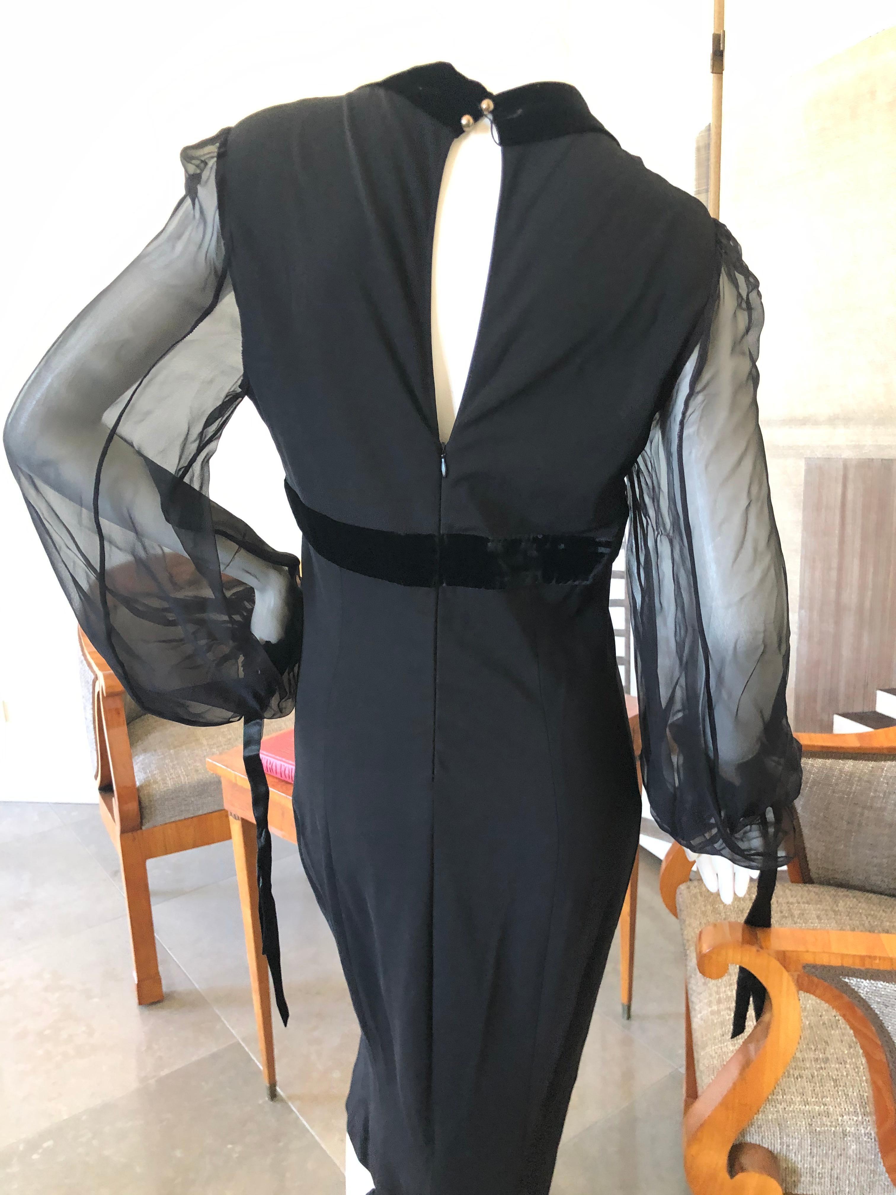 Gianfranco Ferre Vintage 80's Little Black Dress with Sheer Bishop Sleeves 5