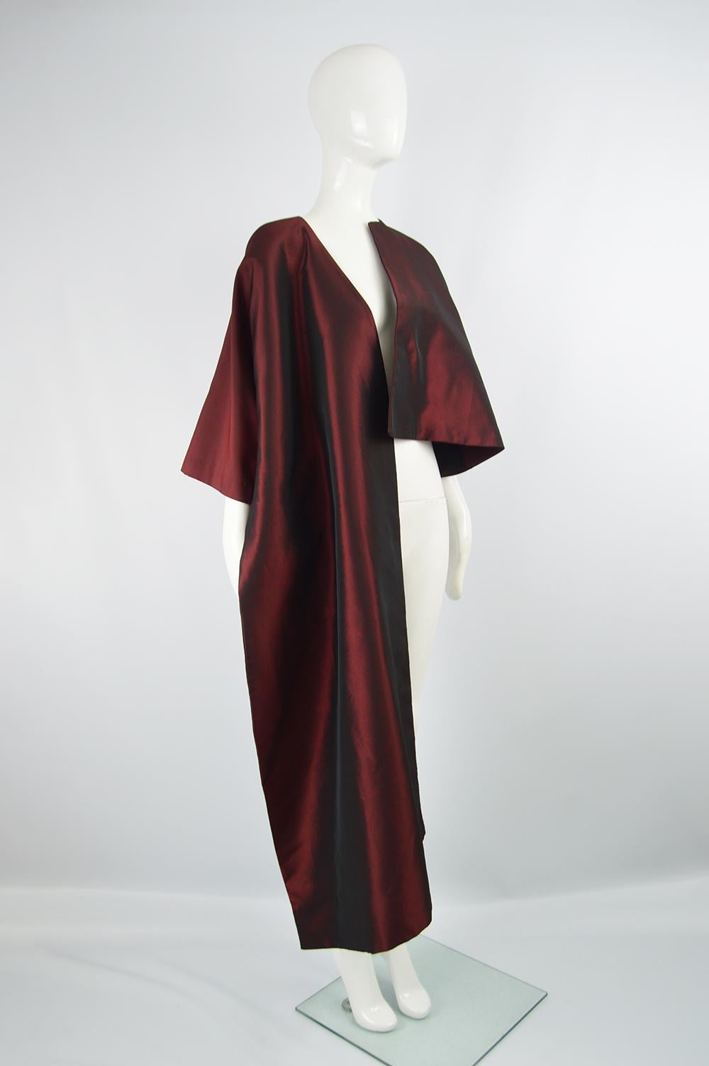 Black Gianfranco Ferré Vintage Architectural Red Taffeta Evening Jacket, c. 1990s