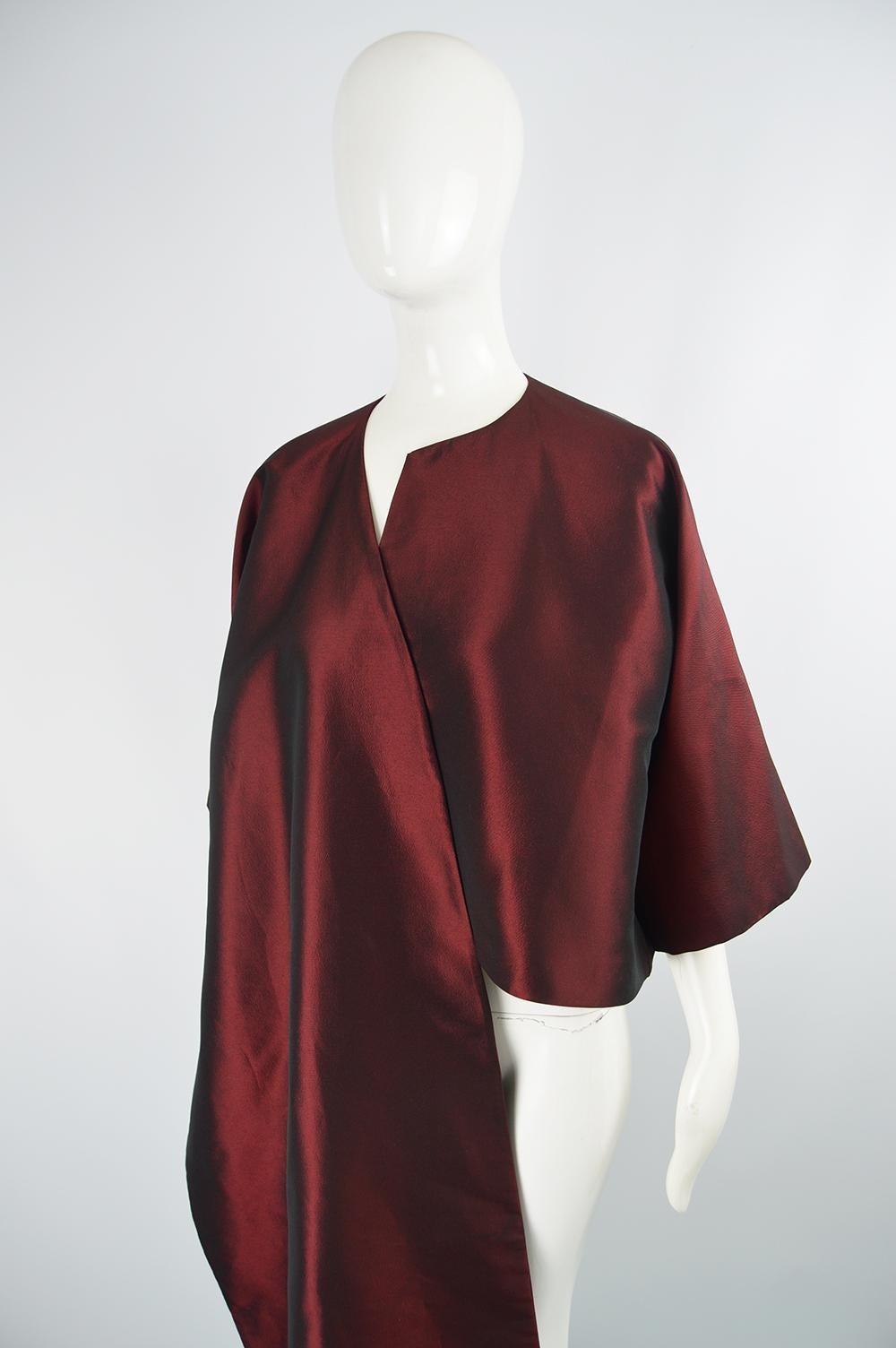 Women's Gianfranco Ferré Vintage Architectural Red Taffeta Evening Jacket, c. 1990s