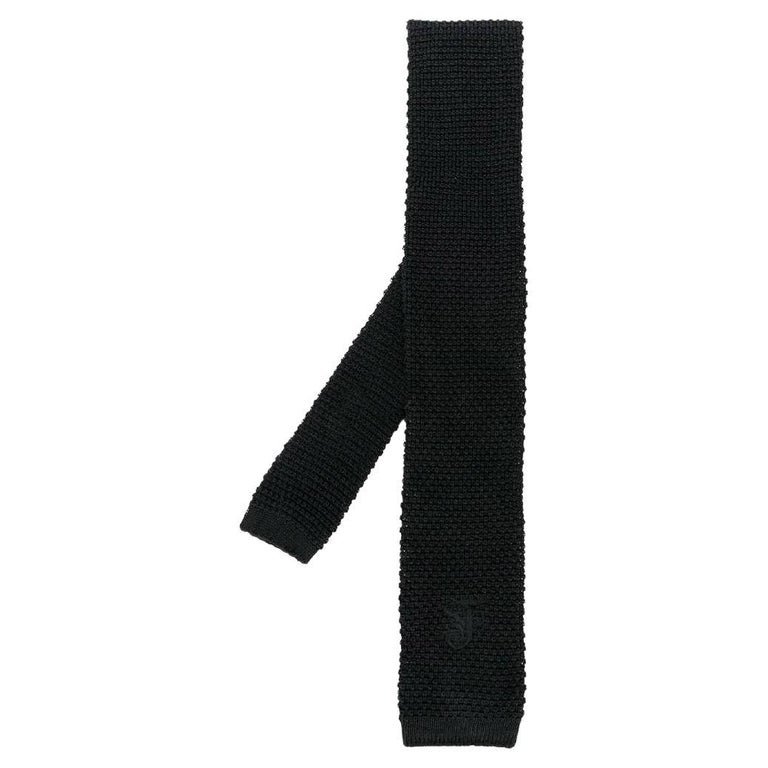 Gianfranco Ferré Vintage black knitted silk 90s tie For Sale at 1stDibs