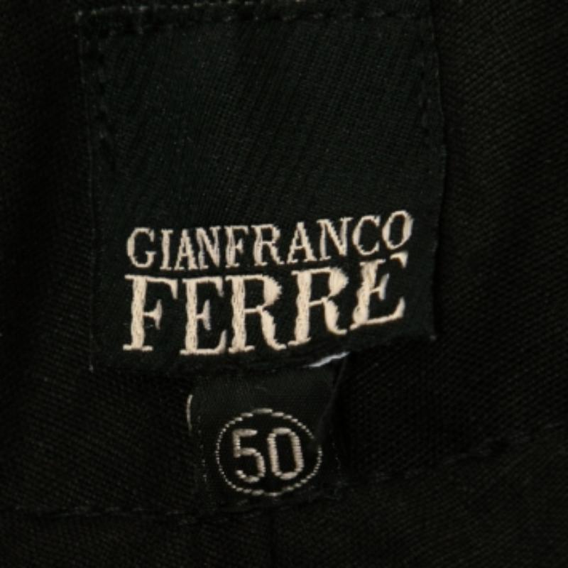 Gianfranco Ferre Vintage Schwarze Leinenhose mit weitem Bein aus Leinen L im Angebot 1
