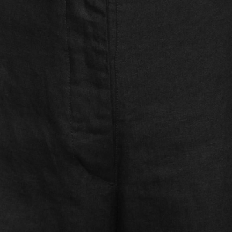 Gianfranco Ferre Vintage Schwarze Leinenhose mit weitem Bein aus Leinen L im Angebot 2